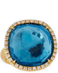 Marco Bicego Jaipur Sunset 18k Blue Topaz Diamond Ring Size 7