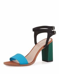 Loeffler Randall Sylvia Colorblock City Sandal Turquoise