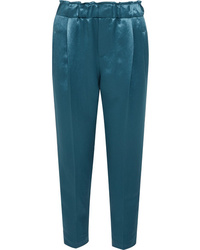 Teal Satin Tapered Pants