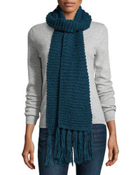 Hat Attack Textured Knit Long Scarf Teal