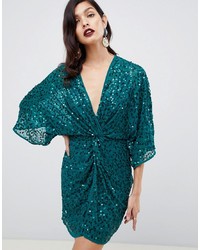 Teal Sequin Party Dress