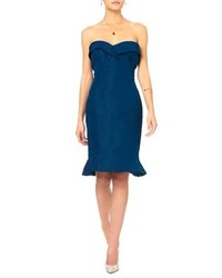 Zac Posen Teal Silk Bustier Dress