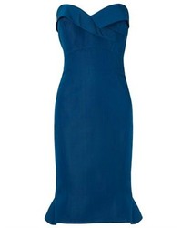 Zac Posen Teal Silk Bustier Dress