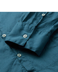 Massimo Alba Grandad Collar Cotton Poplin Shirt