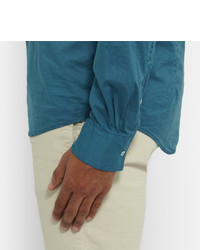 Massimo Alba Grandad Collar Cotton Poplin Shirt