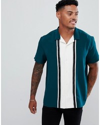 ASOS DESIGN Oversized Cut Sew Shirt In Green With Taping