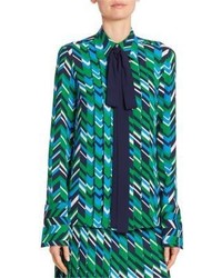 Michael Kors Michl Kors Collection Bow Pleat Front Silk Blouse