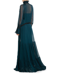 Roberto Cavalli High Collar Silk Evening Gown
