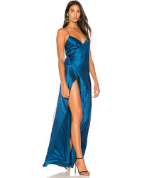 Michelle Mason X Revolve Wrap Gown In Teal