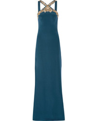Marchesa Notte Embellished Silk Crepe Gown