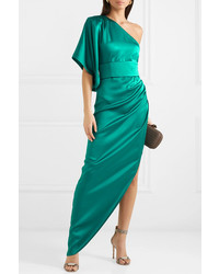Ralph & Russo One Shoulder Asymmetric Silk Satin Dress