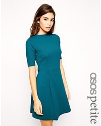 Asos Petite Skater Dress In Texture With Funnel Neck