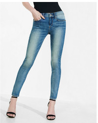 Express Mid Rise Faded Stretch Super Skinny Jeans