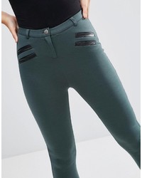 Asos Stretch Skinny Pants With Pu Pockets