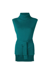 Teal Sleeveless Turtleneck