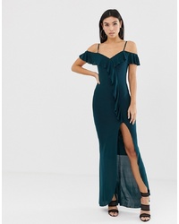 AX Paris Off Shoulder Maxi Dress With Side Split And Ruffle Detail