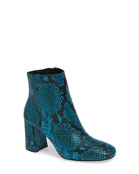 Teal Snake Leather Ankle Boots