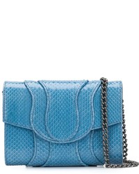 Teal Snake Leather Clutch