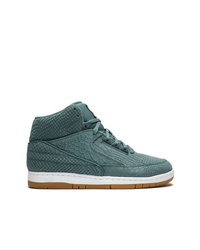 Teal Snake Leather High Top Sneakers