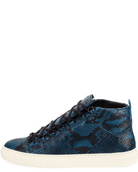 Balenciaga Arena Python Embossed Leather High Top Sneaker