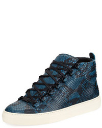 Balenciaga Arena Python Embossed Leather High Top Sneaker