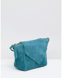 Asos Suede Cross Body Bag With V Flap