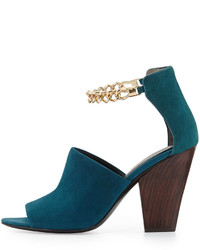 3.1 Phillip Lim Berlin Ankle Chain Suede Sandal Teal