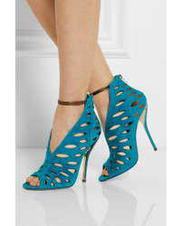 Jimmy Choo Tamber Cutout Suede And Metallic Leather Sandals