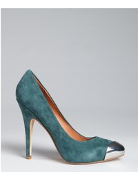 Sigerson Morrison Dark Teal Suede Metal Toe Monna Lisa Pumps