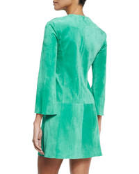 Derek Lam 34 Sleeve V Neck Shift Dress Turquoise