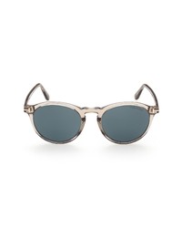 Tom Ford 52mm Polarized Round Sunglasses In Beigeblue At Nordstrom