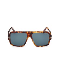 Tom Ford Camden 58mm Square Sunglasses In Blonde Havana Blue At Nordstrom