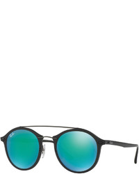 Ray-Ban Round Iridescent Double Bridge Sunglasses Blackgreen