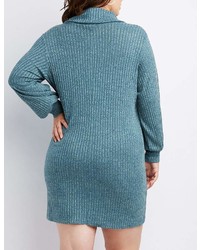 Charlotte Russe Plus Size Ribbed Knit Cowl Neck Sweater Dress