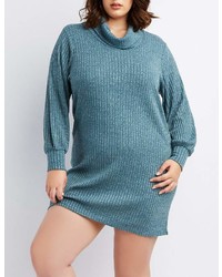 Charlotte Russe Plus Size Ribbed Knit Cowl Neck Sweater Dress