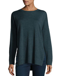 Eileen Fisher Merino Boxy Side Slit Sweater