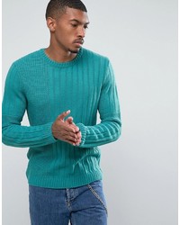Asos Mixed Rib Textured Sweater In Green