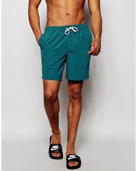 Asos Brand Mid Length Swim Shorts In Teal