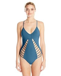 Mara Hoffman Solid Lattice Maillot One Piece Swimsuit