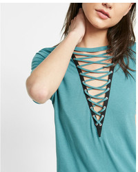 Express Lace Up Front Girlfriend Tee