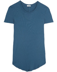 Splendid Ribbed Micro Modal And Supima Cotton Blend Jersey T Shirt Petrol
