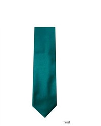 TheDapperTie Teal Solid Woven Micro Fiber Tie With Hanky Solid