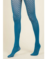 Modcloth Fashionably Emulate Tights In Teal