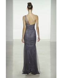 Amsale One Shoulder Tulle Mermaid Gown