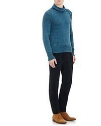 Boglioli Melange Turtleneck Sweater Blue