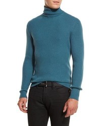 Tom Ford Ribbed Turtleneck Sweater Slate Blue