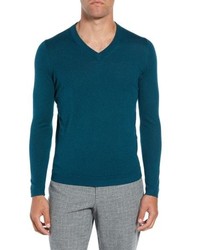 Ted Baker London Noel Slim Fit V Neck Wool Blend Sweater