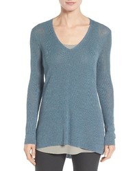 Eileen Fisher Organic Linen Blend V Neck Sweater