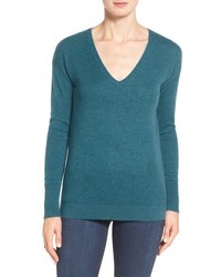 Petite Halogen V Neck Cashmere Sweater