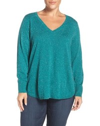 Caslon Plus Size Marled V Neck Sweater